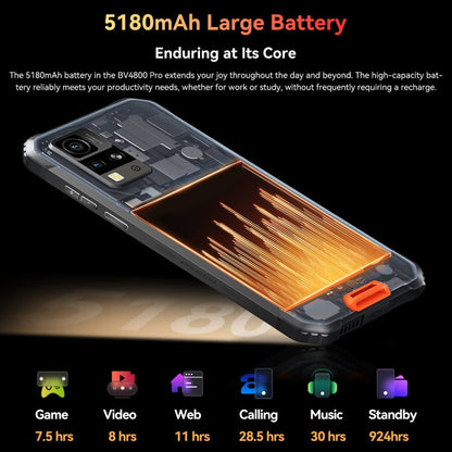 [Entrepôt HK] Blackview BV4800 Pro, 4 Go+128 Go, IP68/IP69K/MIL-STD-810H, Android 14 Unisoc T606 Octa Core de 6,56 pouces, Réseau: 4G, OTG (Orange)