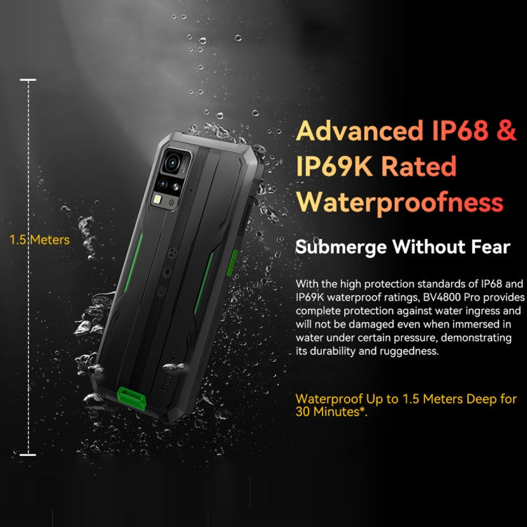 [HK Warehouse] Blackview BV4800 Pro, 4GB+128GB, IP68/IP69K/MIL-STD-810H, 6.56 inch Android 14 Unisoc T606 Octa Core, Network: 4G, OTG (Black)