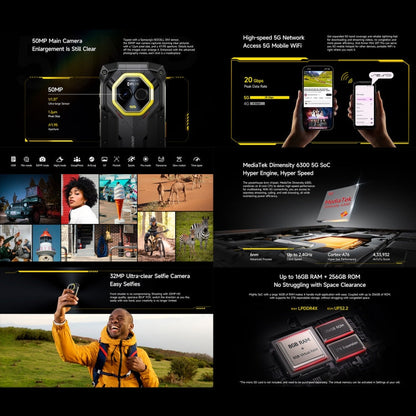 [HK Warehouse] Ulefone Armor Mini 20T Pro, Thermal Imaging, 8GB+256GB, IP68/IP69K Rugged Phone, 4.7 inch Android 15 MediaTek Dimensity 6300 5G Octa Core, Network: 5G, NFC, OTG (Mecha Black)