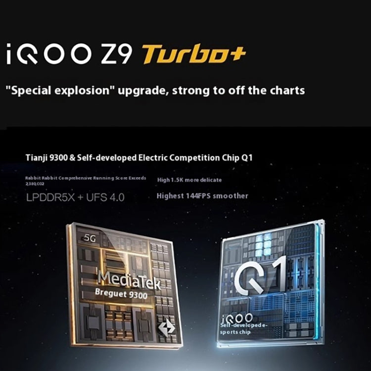 vivo iQOO Z9 Turbo+, 16GB+256GB, 6.78 inch Android 14.0 OriginOS 4 Dimensity 9300+ Octa Core 3.4GHz, OTG, NFC, Network: 5G, Support Google Play (Black)