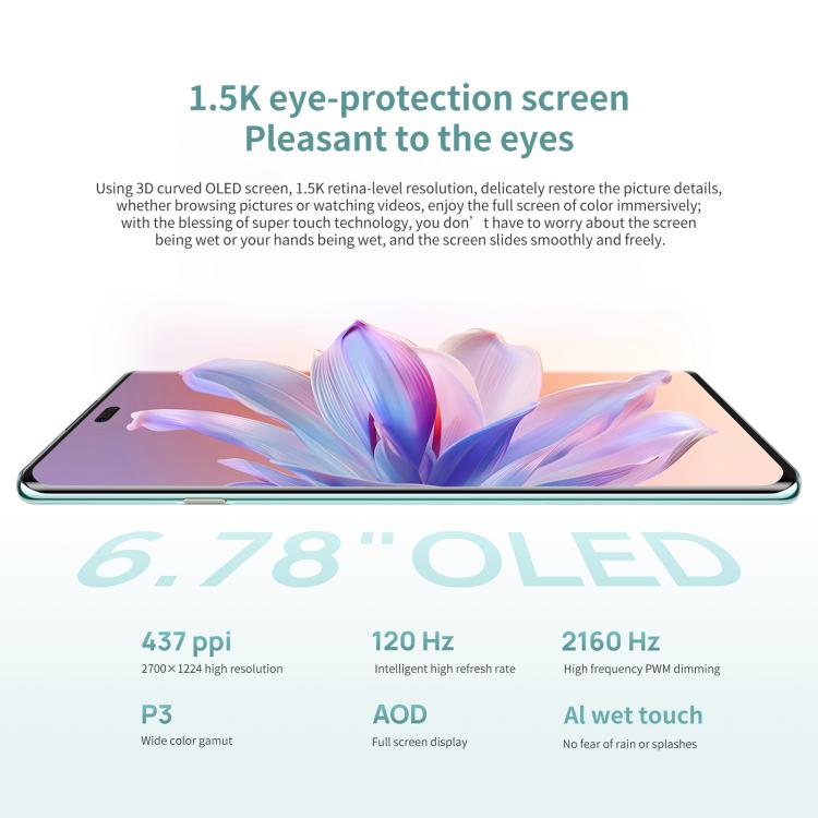HUAWEI Enjoy 70X, 8GB+512GB, Screen Fingerprint, 6.78 inch HarmonyOS 4.2 Kirin 8000A Hexa Core, Network: 4G, OTG, NFC, Not Support Google Play (White)
