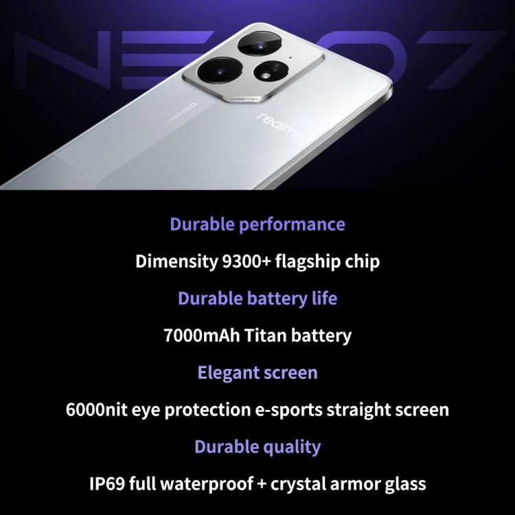Realme Neo7, 12GB+512GB, 6.78 inch Android 15 / Realme UI 6.0 MediaTek Dimensity 9300+ Octa Core, NFC, Network: 5G, Support Google Play (White)