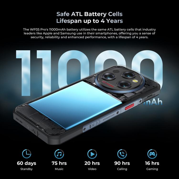 [HK Warehouse] Oukitel WP35 Pro 5G Rugged Phone, 12GB+512GB, 6.6 inch Android 14 MediaTek Dimensity 6300 Octa Core, NFC, OTG, Network: 5G (Black)