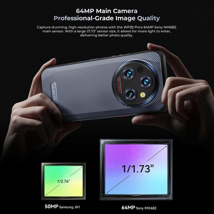 [HK Warehouse] Oukitel WP35 Pro 5G Rugged Phone, 12GB+512GB, 6.6 inch Android 14 MediaTek Dimensity 6300 Octa Core, NFC, OTG, Network: 5G (Grey)