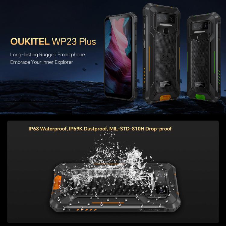 [HK Warehouse] Oukitel WP23 Plus Rugged Phone, 8GB+256GB, 6.52 inch Android 14.0Unisoc T606 Octa-core, NFC, OTG, Network: 4G (Orange)