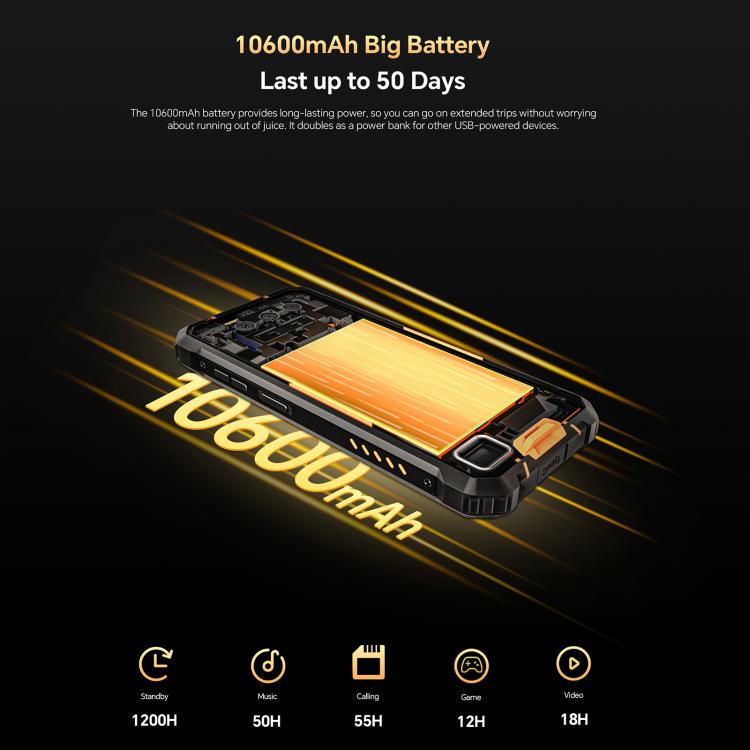 [HK Warehouse] Oukitel WP23 Plus Rugged Phone, 8GB+256GB, 6.52 inch Android 14.0Unisoc T606 Octa-core, NFC, OTG, Network: 4G (Black)