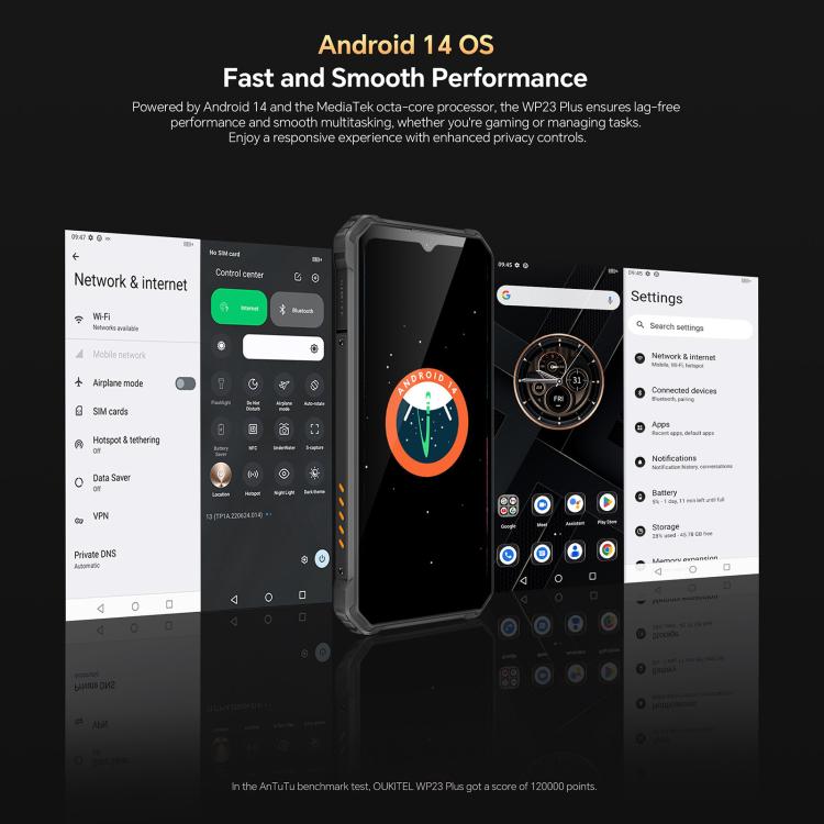 [HK Warehouse] Oukitel WP23 Plus Rugged Phone, 8GB+256GB, 6.52 inch Android 14.0Unisoc T606 Octa-core, NFC, OTG, Network: 4G (Black)