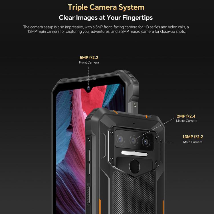 [HK Warehouse] Oukitel WP23 Plus Rugged Phone, 8GB+256GB, 6.52 inch Android 14.0Unisoc T606 Octa-core, NFC, OTG, Network: 4G (Black)