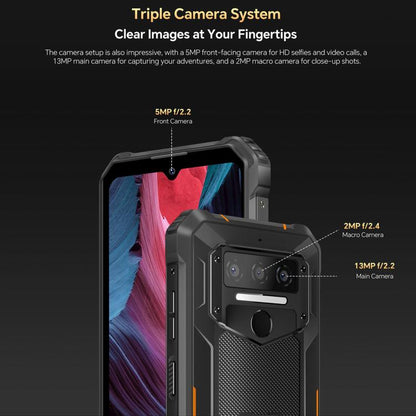 [HK Warehouse] Oukitel WP23 Plus Rugged Phone, 8GB+256GB, 6.52 inch Android 14.0Unisoc T606 Octa-core, NFC, OTG, Network: 4G (Orange)