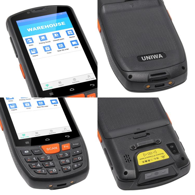 UNIWA HS006 Industrial PDA QR Code Scanner, 3GB+32GB, 4.0 inch Android 11 MediaTek MT6762 Octa Core, NFC, Network: 4G (US Plug)