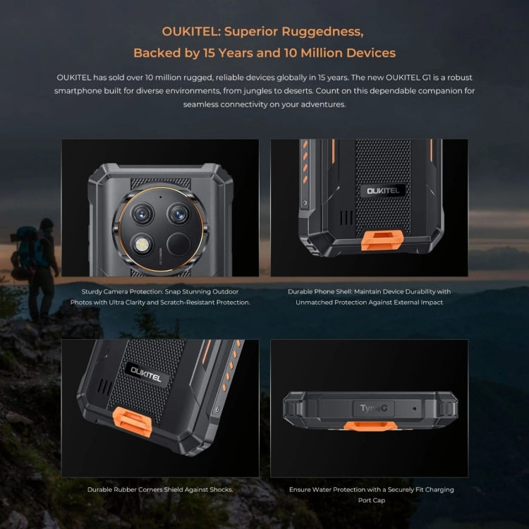 [HK Warehouse] Oukitel G1 Rugged Phone, 6GB+256GB, Fingerprint Identification, 6.52 inch Android 14 T606 Octa Core, NFC, OTG, Network: 4G (Orange)