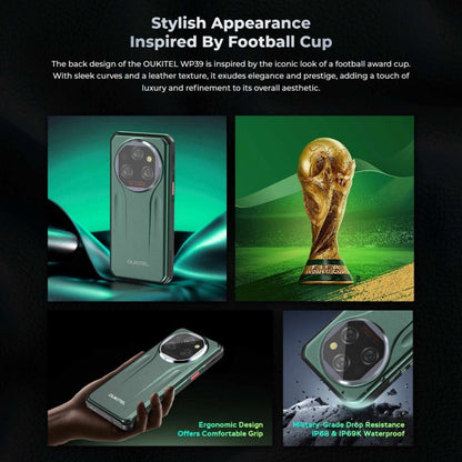 [HK Warehouse] Oukitel WP39 5G Rugged Phone, 6GB+256GB, Night Vision, Fingerprint Identification, 6.6 inch MediaTek Dimensity 6100+ Octa Core, NFC, OTG, Network: 5G (Green)