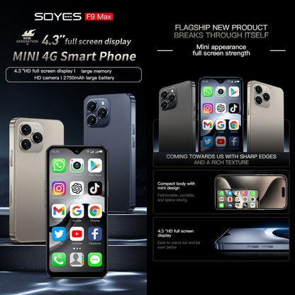 SOYES F9 Max, 6GB+128GB, 4.3 inch Android 12 MTK6762 Octa Core, Network: 4G, OTG, Dual SIM (Dark Blue)