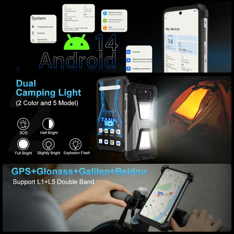 [Entrepôt HK] Téléphone robuste Unihertz 8849 Tank 3S Night Vision Projector, 12 Go+256 Go, 6,79 pouces Android 14 Dimensity 8200 Octa Core, Réseau : 5G (Noir)