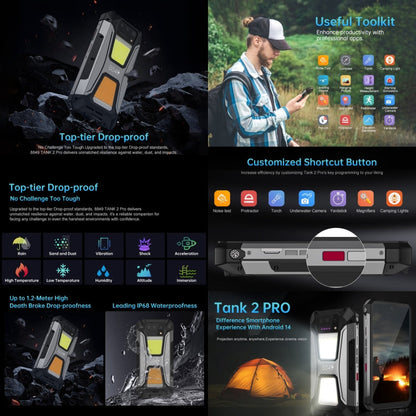 [Entrepôt HK] Unihertz 8849 Tank 2 Pro Night Vision Projector Rugged Phone, 12 Go+512 Go, 6,79 pouces Android 14 MTK6789 Octa Core, Réseau: 4G (Noir)