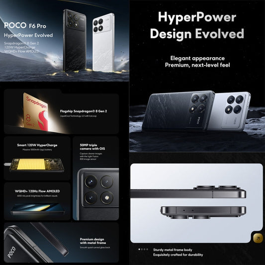 [HK Warehouse] Xiaomi POCO F6 Pro Global, 12GB+512GB, In-screen Fingerprint, 6.67 inch Xiaomi HyperOS Snapdragon 8 Gen 2 Octa Core 3.19GHz, NFC, Network: 5G (Black)