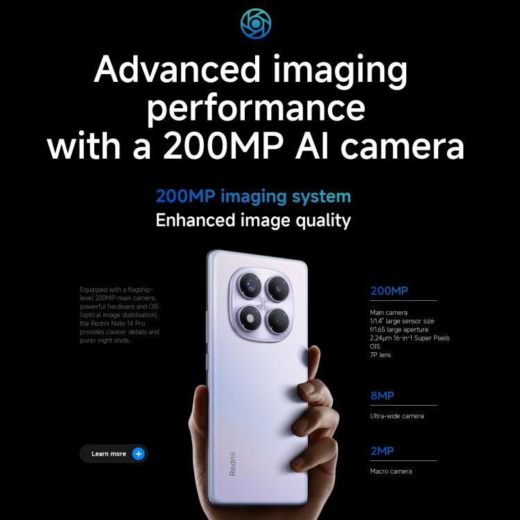 [Entrepôt HK] Xiaomi Redmi Note 14 Pro 4G Global, 12 Go+256 Go, Empreinte digitale sous l'écran, 6,67 pouces Xiaomi HyperOS Helio G100-Ultra Octa Core, NFC, Réseau : 4G (Noir)