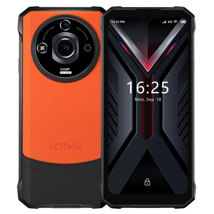 [Entrepôt HK] HOTWAV T7 Pro Téléphone robuste, 6 Go+256 Go, 6280 mAh, Android 13 MT8788 Octa Core de 6,6 pouces, Réseau: 4G, OTG (Orange)