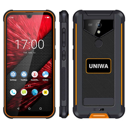 UNIWA F965 Pro Rugged Smart Phone, 6GB+128GB, 6 inch Android 13, MT6762 Octa Core, Network: 4G, NFC, PoC, SOS, EU Plug (Black+Orange)