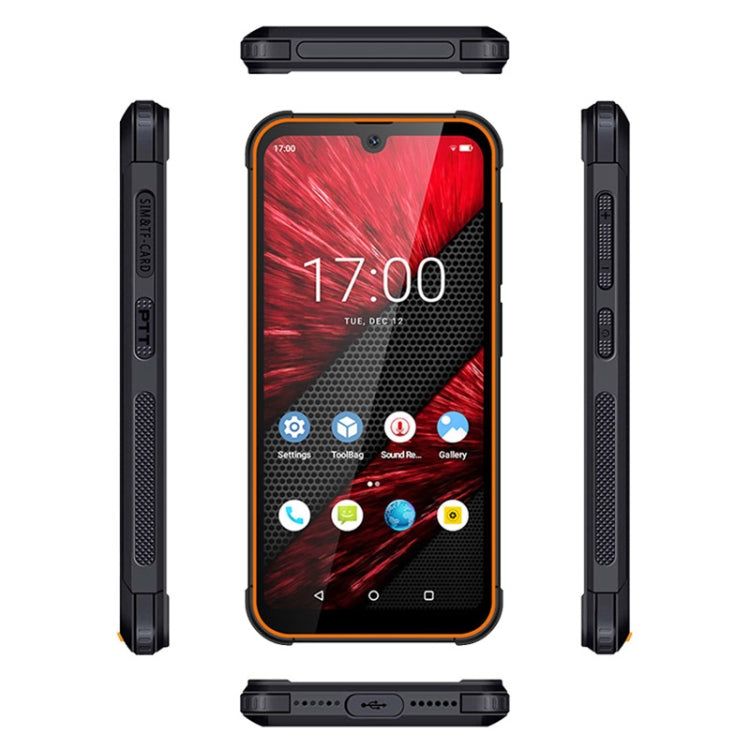 UNIWA F965 Pro Rugged Smart Phone, 6GB+128GB, 6 inch Android 13, MT6762 Octa Core, Network: 4G, NFC, PoC, SOS, EU Plug (Black+Orange)