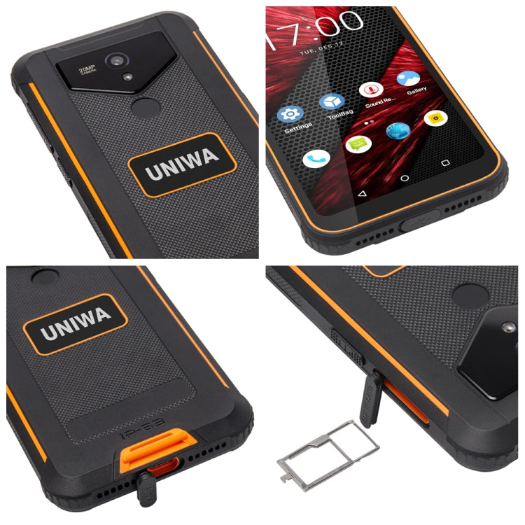 UNIWA F965 Pro Rugged Smart Phone, 6GB+128GB, 6 inch Android 13, MT6762 Octa Core, Network: 4G, NFC, PoC, SOS, AU Plug (Black+Orange)