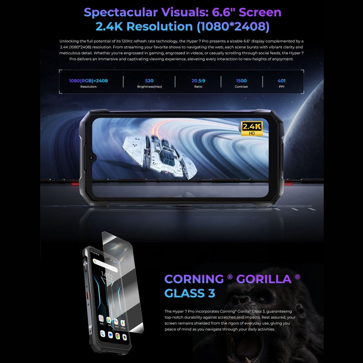 [Entrepôt HK] Téléphone portable robuste HOTWAV Hyper 7 Pro, 16 Go+256 Go, 10800 mAh, Android 14 MediaTek Dimensity 7050 5G de 6,6 pouces, Réseau : 5G, OTG, NFC (Rouge)