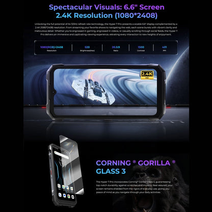 [HK Warehouse] HOTWAV Hyper 7 Pro Rugged Phone, 16GB+256GB, 10800mAh, 6.6 inch Android 14 MediaTek Dimensity 7050 5G, Network: 5G, OTG, NFC (Black)
