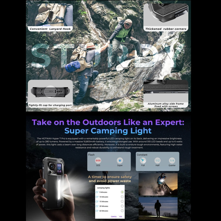 [HK Warehouse] HOTWAV Hyper 7 Pro Rugged Phone, 16GB+256GB, 10800mAh, 6.6 inch Android 14 MediaTek Dimensity 7050 5G, Network: 5G, OTG, NFC (Black)