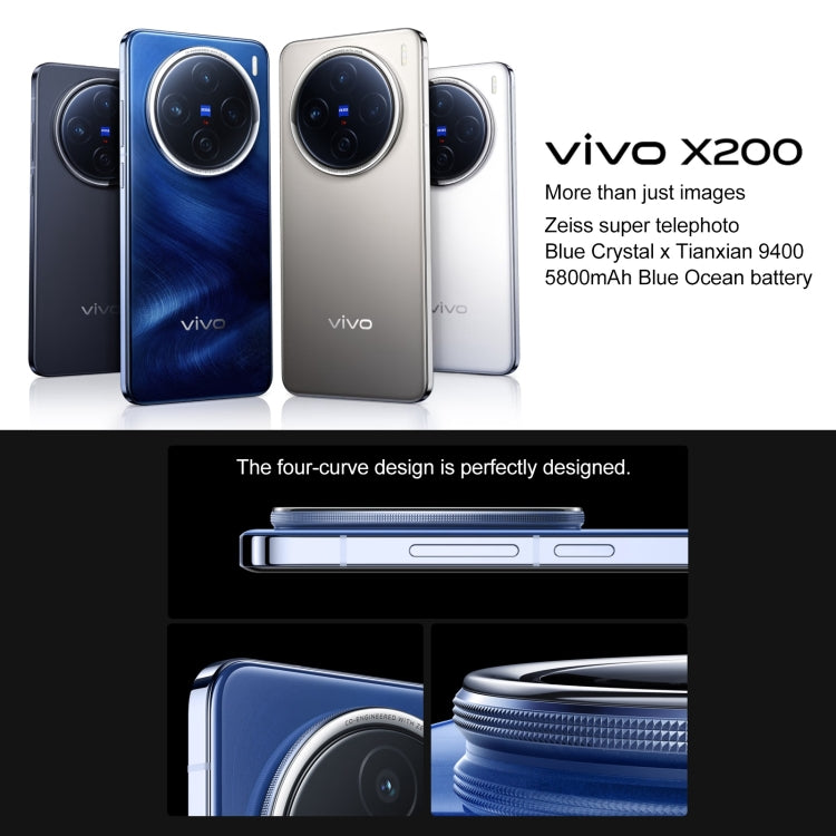 vivo X200, 12GB+512GB, Face ID / Screen Fingerprint Identification, 6.67 inch Android 15 Dimensity 9400 Octa Core, OTG, NFC, Network: 5G, Support Google Play (White)