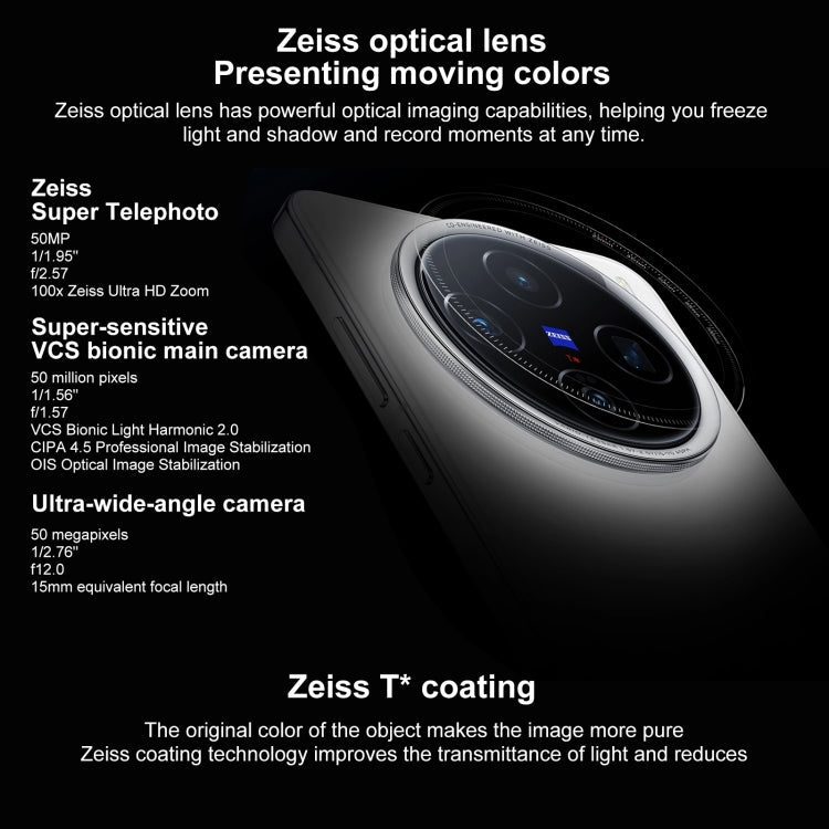 vivo X200, 12GB+512GB, Face ID / Screen Fingerprint Identification, 6.67 inch Android 15 Dimensity 9400 Octa Core, OTG, NFC, Network: 5G, Support Google Play (Black)