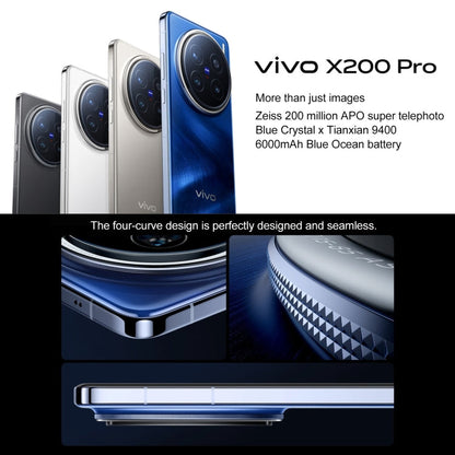 vivo X200 Pro, 12GB+256GB, Face ID / Screen Fingerprint Identification, 6.78 inch Android 15 Dimensity 9400 Octa Core, OTG, NFC, Network: 5G, Support Google Play (White)