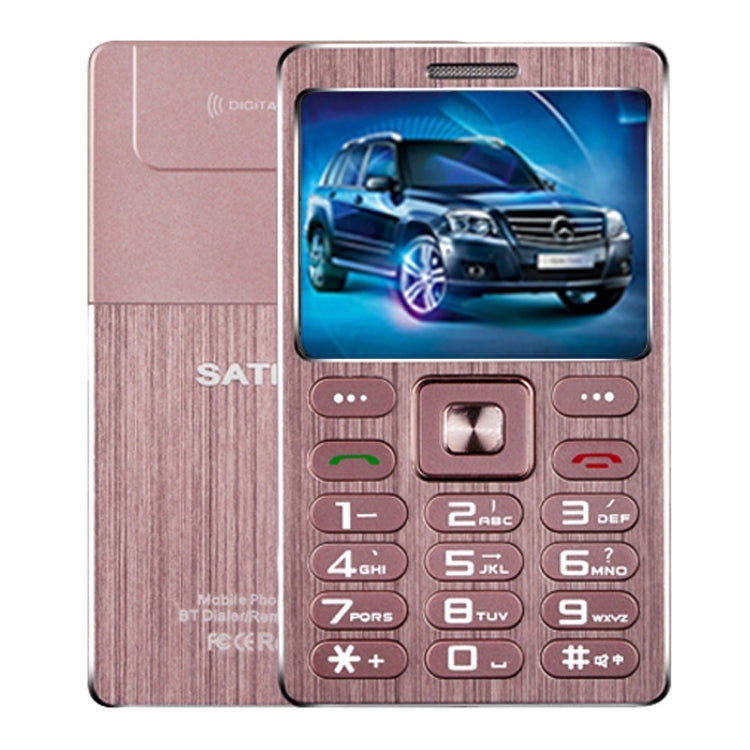Téléphone portable carte SATREND A10, 1,77 pouce, MTK6261D, 21 touches, prend en charge Bluetooth, MP3, anti-perte, capture à distance, FM, GSM, double SIM (or rose)