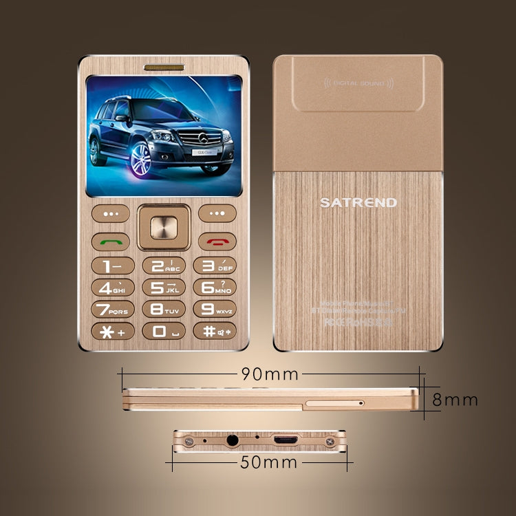 Téléphone portable carte SATREND A10, 1,77 pouce, MTK6261D, 21 touches, prend en charge Bluetooth, MP3, anti-perte, capture à distance, FM, GSM, double SIM (or rose)
