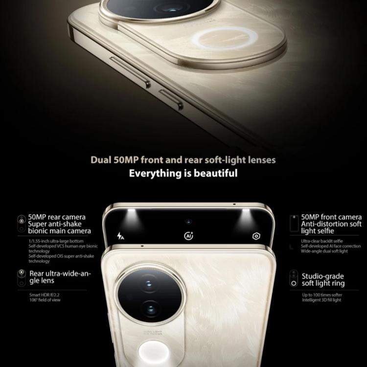 vivo S20, 12 Go + 512 Go, Face ID / Identification d'empreintes digitales à l'écran, Android 15 Snapdragon 7 Gen 3 Octa Core de 6,67 pouces, OTG, NFC, Réseau : 5G (Blanc)
