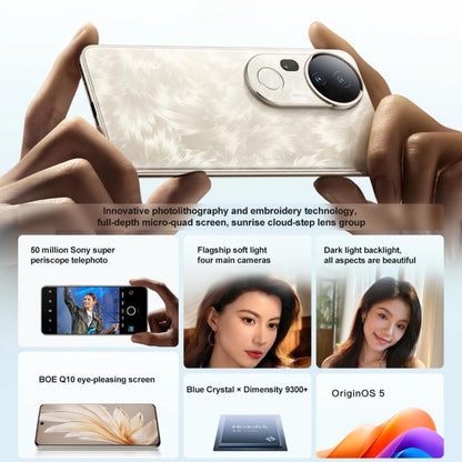 vivo S20 Pro, 12 Go + 512 Go, Face ID / Reconnaissance d'empreintes digitales sous l'écran, Android 15 Dimensity 9300+ Octa Core de 6,67 pouces, OTG, NFC, Réseau : 5G (Or)