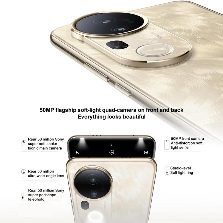 vivo S20 Pro, 16GB+512GB, Face ID / Screen Fingerprint Identification, 6.67 inch Android 15 Dimensity 9300+ Octa Core, OTG, NFC, Network: 5G (Gold)