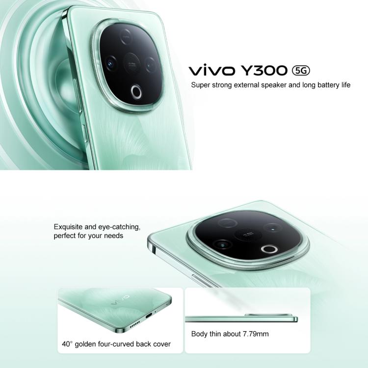 vivo Y300, 12GB+512GB, Face ID / Screen Fingerprint Identification, 6.77 inch Android 15 OriginOS 5 Dimensity 6300 Octa Core, OTG, Network: 5G (White)