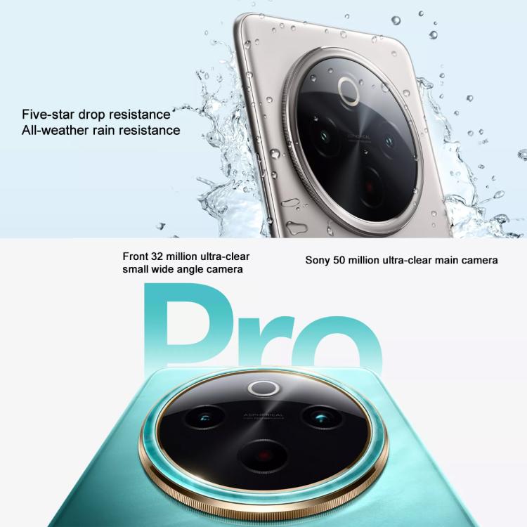 vivo Y300 Pro, 8GB+256GB, Face ID / Screen Fingerprint Identification, 6.77 inch Android 14 OriginOS 4 Snapdragon 6 Gen 1 Octa Core, OTG, Network: 5G (Cyan)