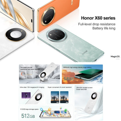 Honor X60, 12GB+256GB, Side Fingerprint, 6.8 inch MagicOS 8.0 Dimensity 7025-Ultra Octa Core, Network: 5G, OTG, Support Google Play (Green)