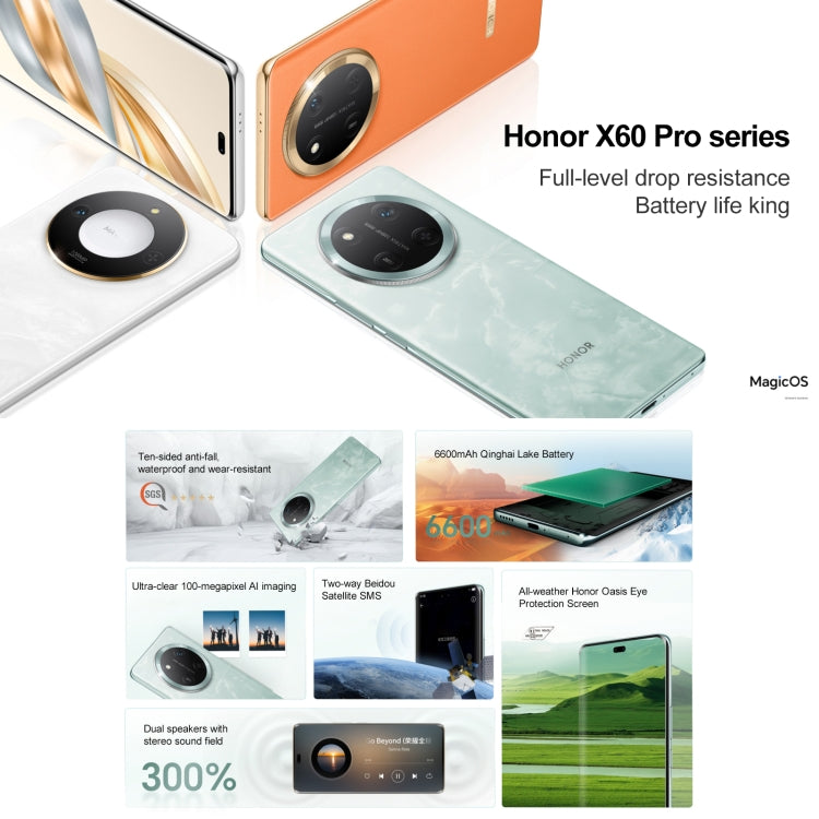 Honor X60 Pro, 8GB+256GB, Screen Fingerprint, 6.78 inch MagicOS 8.0 Snapdragon 6 Gen1 Octa Core, Network: 5G, OTG, Support Google Play (Orange)