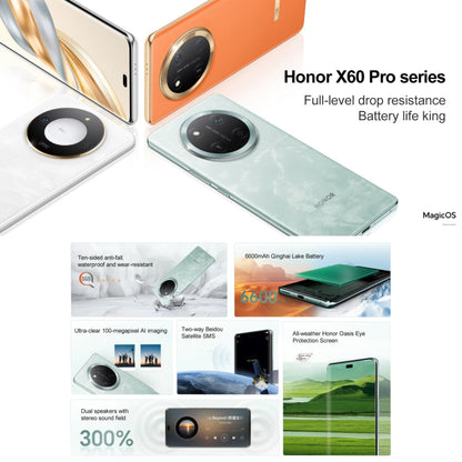 Honor X60 Pro, 12GB+512GB, Screen Fingerprint, 6.78 inch MagicOS 8.0 Snapdragon 6 Gen1 Octa Core, Network: 5G, OTG, Support Google Play (Cyan)