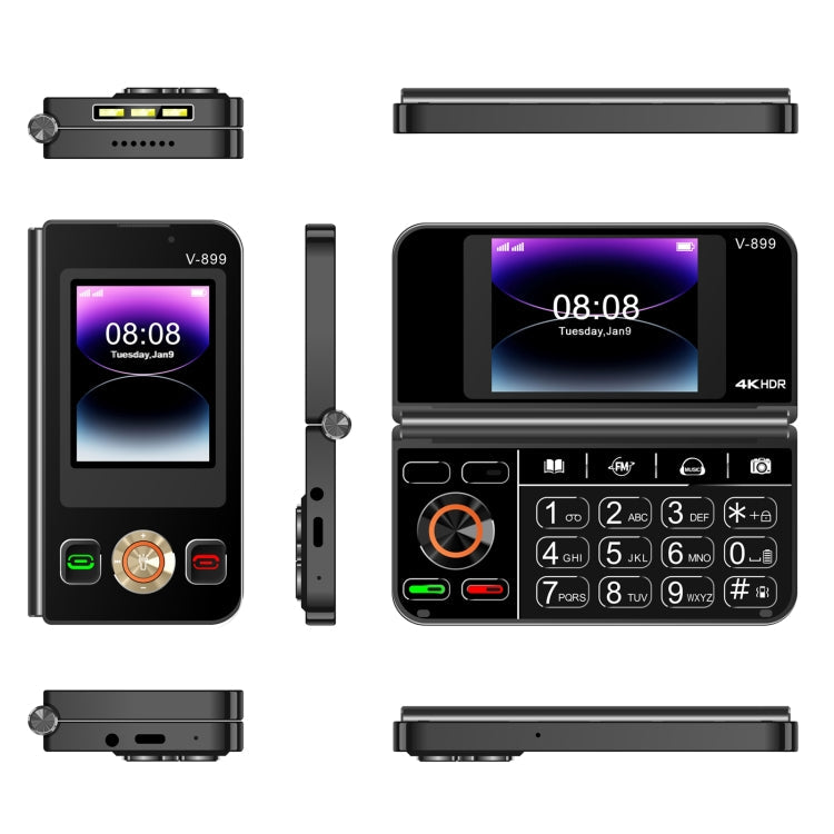 SOYES V-899, 32MB+64MB, 2.4 inch + 2.8 inch Display MTK6261D CPU, BT 3.0, Network: 2G, Dual SIM (Black)