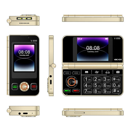 SOYES V-899, 32MB+64MB, 2.4 inch + 2.8 inch Display MTK6261D CPU, BT 3.0, Network: 2G, Dual SIM (Gold)