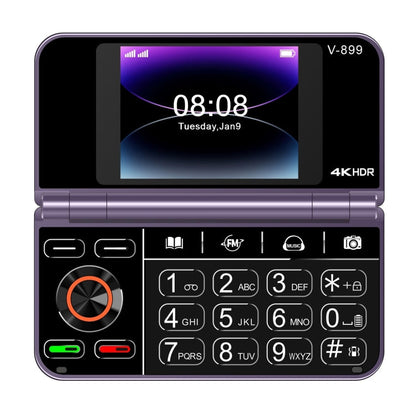 SOYES V-899, 32MB+64MB, 2.4 inch + 2.8 inch Display MTK6261D CPU, BT 3.0, Network: 2G, Dual SIM (Purple)