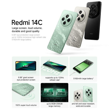 Xiaomi Redmi 14C, 6GB+128GB, 6.88 inch Xiaomi HyperOS MediaTek Helio G81-Ultra Octa Core, Network: 4G, Not Support Google Play (Green)