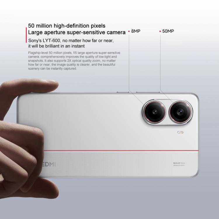 Xiaomi REDMI Turbo 4, 16 Go+256 Go, 6,67 pouces Xiaomi HyperOS 2 Dimensity 8400-Ultra Octa Core 3.0GHz, NFC, Réseau : 5G (Blanc)