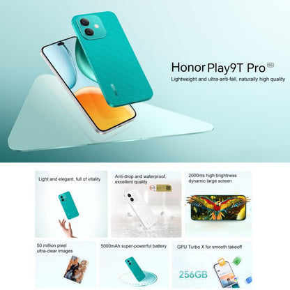 Honor Play9T Pro, 8GB+256GB, Screen Fingerprint, 6.7 inch MagicOS 8.0 Android 14.0 Dimensity 6080 Octa Core, Network: 5G, OTG, Not Support Google Play (Black)