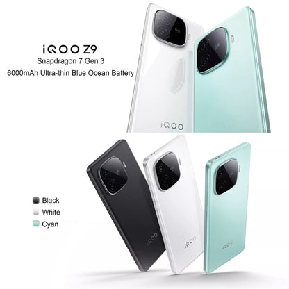 vivo iQOO Z9, Dual Back Cameras, 12GB+512GB, Face ID Screen Fingerprint Identification, 6.78 inch Android 14.0 OriginOS 4 Snapdragon 7 Gen 3 Octa Core 2.63GHz, OTG, NFC, Network: 5G, Support Google Play (Black)