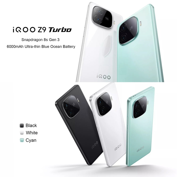 vivo iQOO Z9 Turbo, Dual Back Cameras, 16GB+512GB, Face ID Screen Fingerprint Identification, 6.78 inch Android 14.0 OriginOS 4 Snapdragon 8s Gen 3 Octa Core 3.0GHz, OTG, NFC, Network: 5G, Support Google Play (Mint Green)