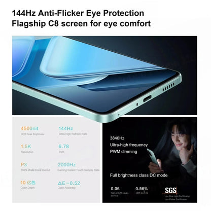 vivo iQOO Z9 Turbo, Dual Back Cameras, 16GB+512GB, Face ID Screen Fingerprint Identification, 6.78 inch Android 14.0 OriginOS 4 Snapdragon 8s Gen 3 Octa Core 3.0GHz, OTG, NFC, Network: 5G, Support Google Play (Mint Green)